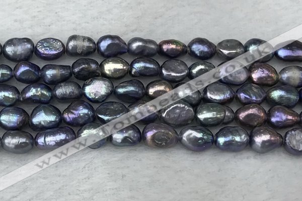 FWP282 15 inches 7mm - 8mm baroque black freshwater pearl strands