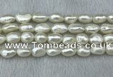 FWP285 15 inches 9mm - 10mm baroque white freshwater pearl strands