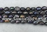 FWP288 15 inches 9mm - 10mm baroque black freshwater pearl strands