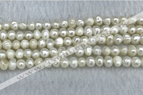 FWP30 14.5 inches 4.5mm potato white freshwater pearl strands
