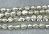 FWP302 15 inches 11mm - 12mm baroque white freshwater pearl strands