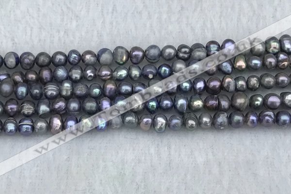 FWP31 14.5 inches 4mm - 4.7mm potato black freshwater pearl strands