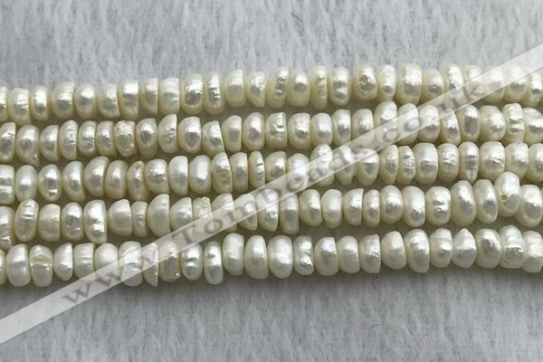 FWP321 14.5 inches 5mm - 6mm button white freshwater pearl strands