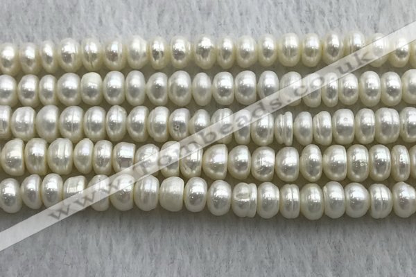 FWP322 15 inches 6mm - 7mm button white freshwater pearl strands