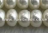 FWP324 15 inches 8mm - 9mm button white freshwater pearl strands