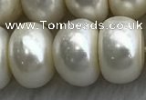 FWP332 15 inches 12mm - 13mm button white freshwater pearl strands