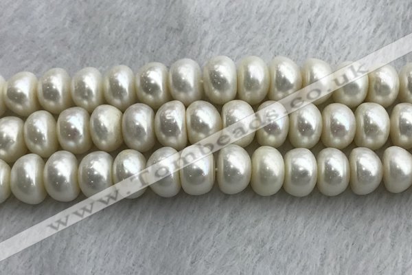 FWP332 15 inches 12mm - 13mm button white freshwater pearl strands