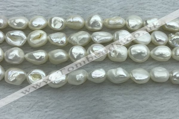 FWP350 15 inches 7mm - 8mm baroque white freshwater pearl strands