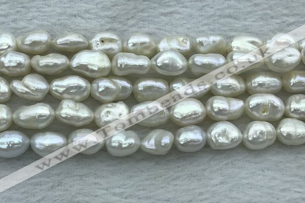 FWP351 15 inches 8mm - 9mm baroque white freshwater pearl strands