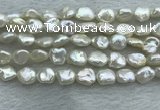 FWP352 15 inches 6mm - 7mm baroque white freshwater pearl strands