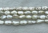 FWP353 15 inches 9mm - 10mm baroque white freshwater pearl strands