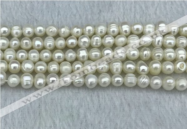 FWP36 14.5 inches 5mm - 6mm potato white freshwater pearl strands