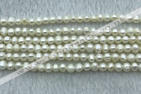 FWP38 14.5 inches 3mm - 4mm potato white freshwater pearl strands