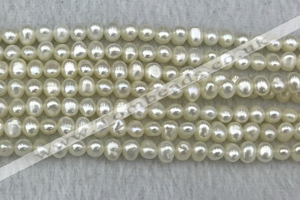 FWP40 14.5 inches 4mm - 5mm potato white freshwater pearl strands