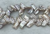 FWP414 Top-drilled 12*16mm - 13*18mm biwa freshwater pearl beads