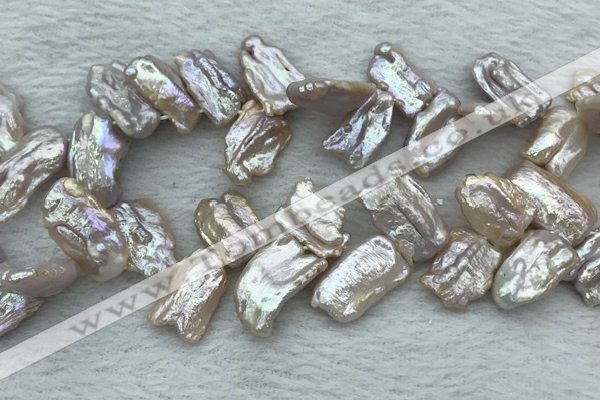 FWP414 Top-drilled 12*16mm - 13*18mm biwa freshwater pearl beads
