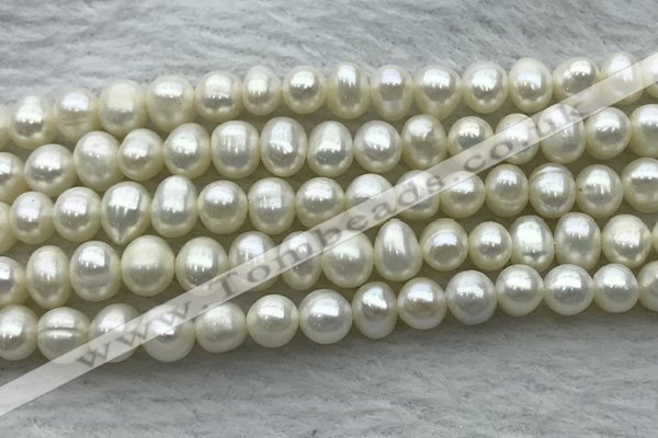 FWP44 14.5 inches 5mm - 5.5mm potato white freshwater pearl strands