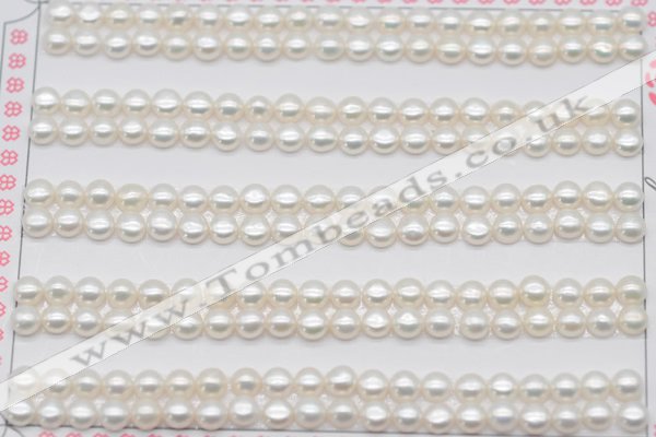 FWP452 half-drilled 4-4.5mm bread freshwater pearl beads