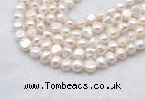 FWP490 14 inches 8mm - 9mm baroque white freshwater pearl strands