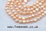 FWP491 14 inches 8mm - 9mm baroque pink freshwater pearl strands