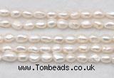 FWP496 14 inches 8mm - 9mm baroque white freshwater pearl strands