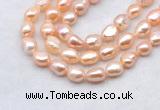 FWP501 14 inches 10mm - 11mm baroque pink freshwater pearl strands