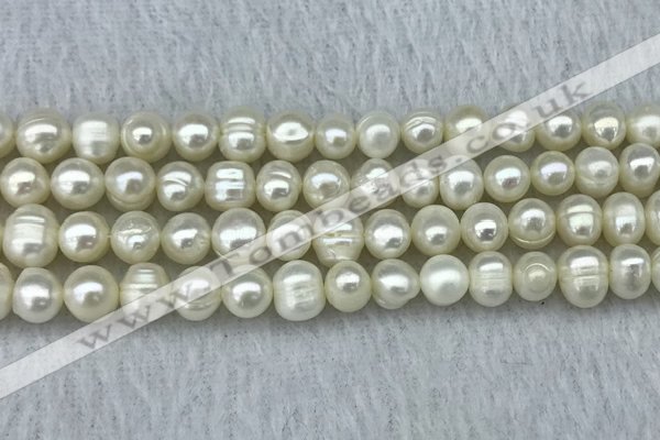 FWP56 15 inches 6mm - 7mm potato white freshwater pearl strands