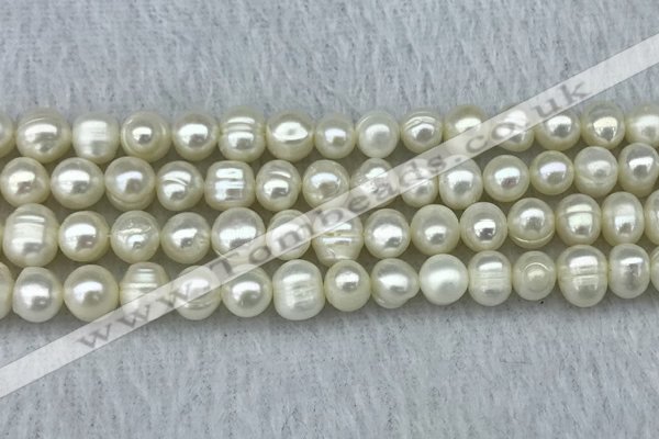 FWP56 15 inches 6mm - 7mm potato white freshwater pearl strands