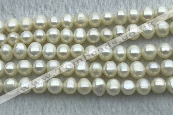 FWP59 15 inches 6mm - 7mm potato white freshwater pearl strands