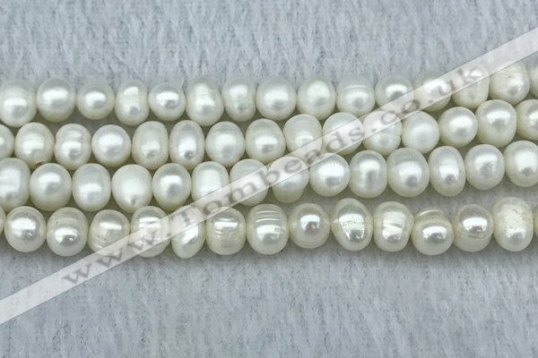 FWP65 15 inches 7mm - 8mm potato white freshwater pearl strands