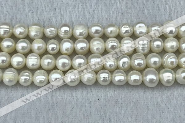 FWP66 15 inches 7mm - 8mm potato white freshwater pearl strands