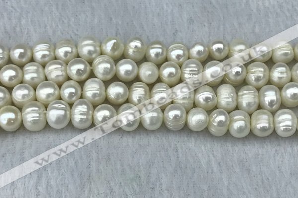 FWP70 15 inches 7mm - 8mm potato white freshwater pearl strands