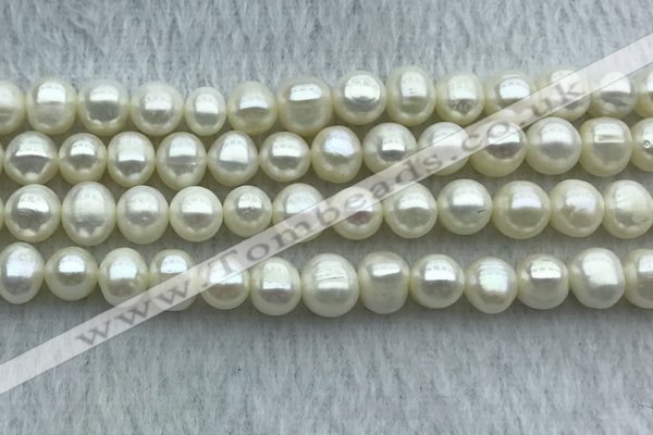 FWP71 15 inches 7mm - 8mm potato white freshwater pearl strands