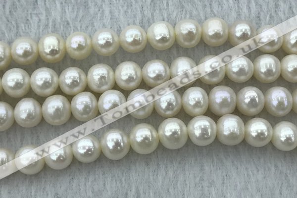 FWP78 15 inches 7mm - 8mm potato white freshwater pearl strands