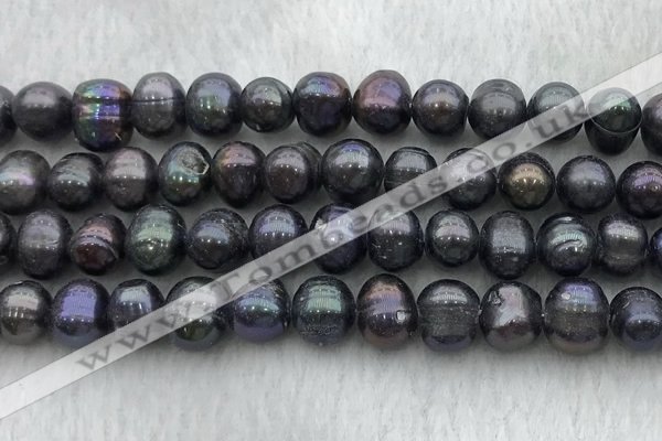 FWP92 15 inches 8mm - 9mm potato black freshwater pearl strands