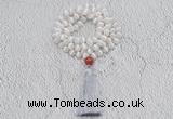 GMN1000 Hand-knotted 8mm, 10mm matte tibetan agate 108 beads mala necklaces with tassel