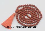 GMN1008 Hand-knotted 8mm, 10mm matte red jasper 108 beads mala necklaces with tassel
