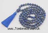 GMN1026 Hand-knotted 8mm, 10mm matte lapis lazuli 108 beads mala necklaces with tassel
