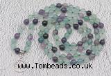 GMN1120 Hand-knotted 8mm, 10mm fluorite 108 beads mala necklaces with charm