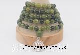 GMN1124 Hand-knotted 8mm, 10mm Canadian jade 108 beads mala necklaces with charm