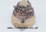 GMN1145 Hand-knotted 8mm, 10mm rhodonite 108 beads mala necklaces with charm