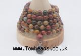 GMN1158 Hand-knotted 8mm, 10mm picasso jasper 108 beads mala necklaces with charm