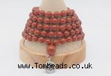 GMN1160 Hand-knotted 8mm, 10mm red jasper 108 beads mala necklaces with charm