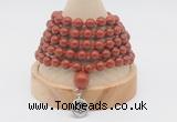 GMN1160 Hand-knotted 8mm, 10mm red jasper 108 beads mala necklaces with charm