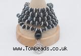 GMN1171 Hand-knotted 8mm, 10mm matte tibetan agate 108 beads mala necklaces with charm