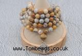 GMN1184 Hand-knotted 8mm, 10mm yellow crazy agate 108 beads mala necklaces with charm