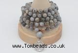 GMN1186 Hand-knotted 8mm, 10mm silver needle agate 108 beads mala necklaces with charm
