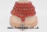 GMN1201 Hand-knotted 8mm, 10mm red agate 108 beads mala necklaces with charm