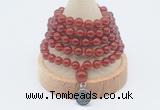 GMN1202 Hand-knotted 8mm, 10mm red agate 108 beads mala necklaces with charm
