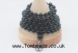 GMN1203 Hand-knotted 8mm, 10mm black onyx 108 beads mala necklaces with charm